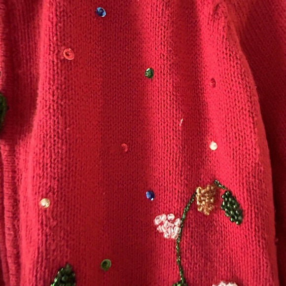 Vintage Ugly Christmas Holiday Sweater cardigan Large PETITE Full Zip Snowman - Picture 9 of 16